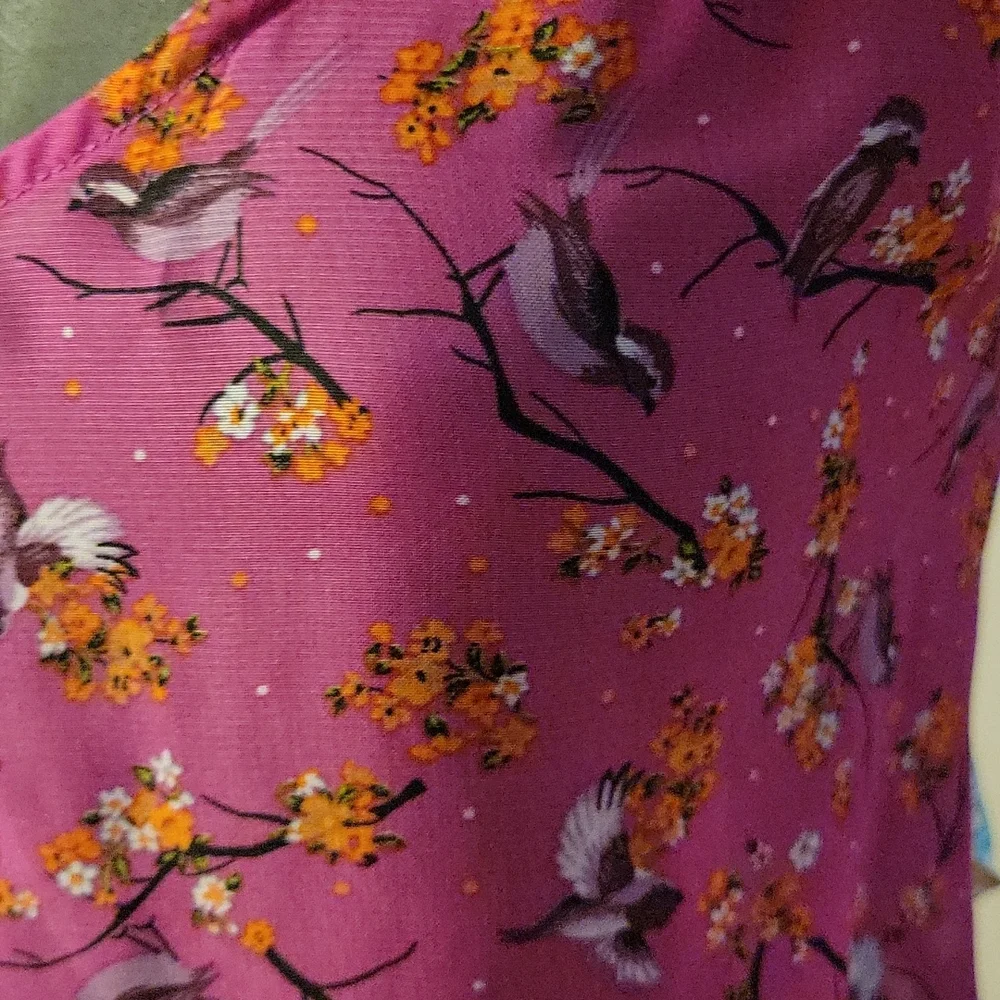 SOLD. Belle du Jour "Into the Woods" Semi-Sheer Tie-Waist Top - Picture 7 of 12